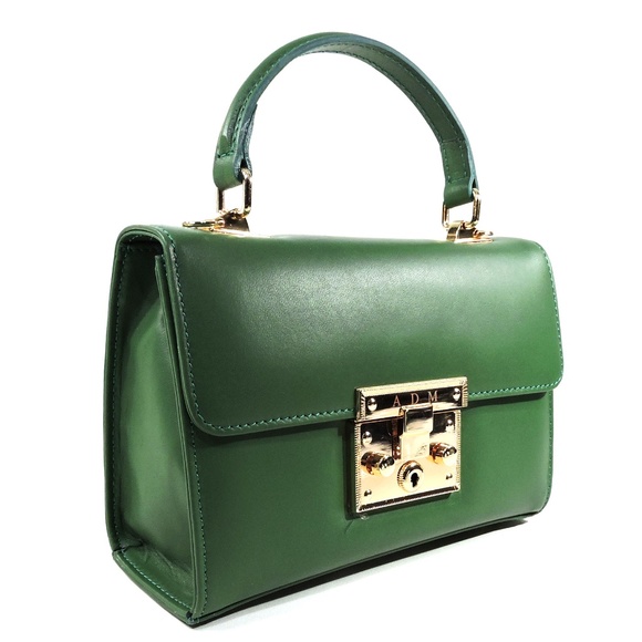 ALESSANDRO DI MARIA 🇮🇹 WOMEN'S GREEN SOFT LEATHER FASHION HANDBAG - Picture 2 of 8